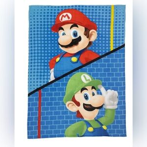 Super Mario Kids Plush Twin/Full Blanket, 62 x 90, Blue, Nintendo